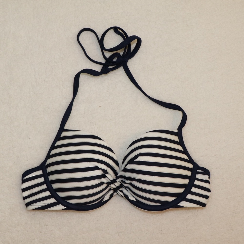 Aerie Navy Striped Bikini Top